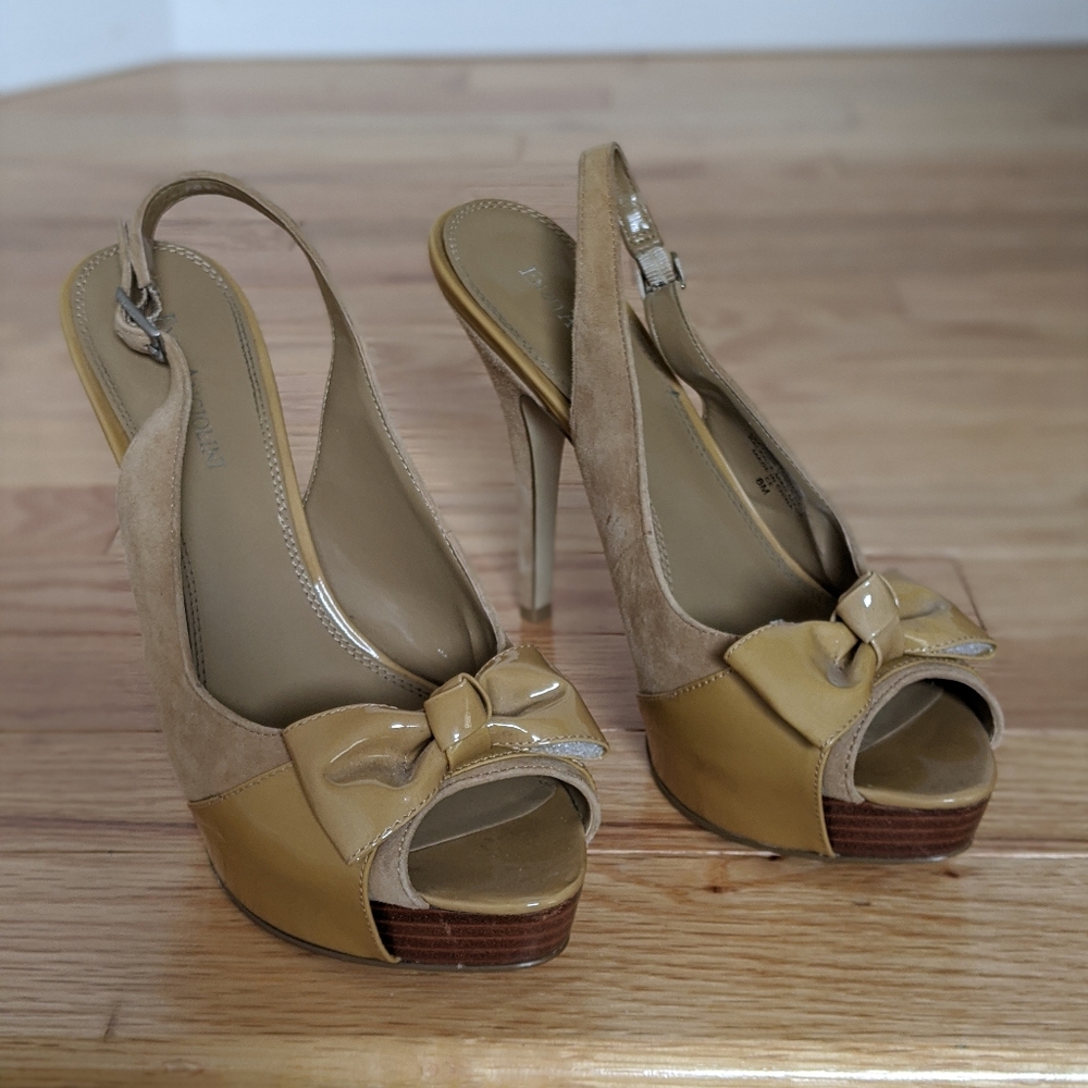 Enzo Agiolini Nude Peeptoe Slingback Heel with Bow